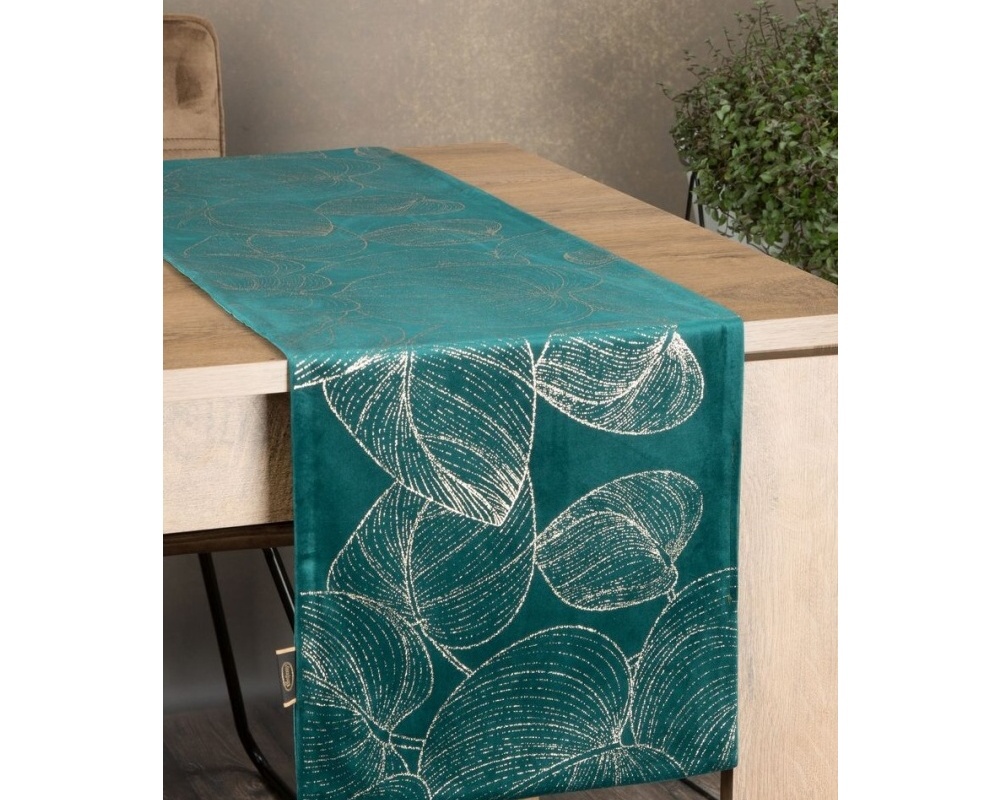 Behúň na stôl Blink 16, zelený s lesklým vzorom
